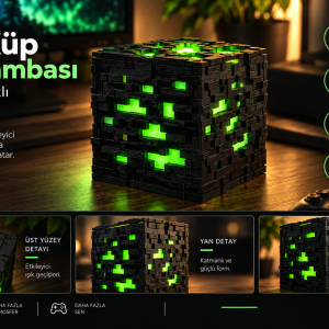 Minecraft Pixel Küp Gece Lambası