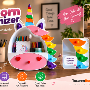Unicorn Çok Bölmeli Masa Düzenleyici – Çekmeceli 3D Baskı Organizer